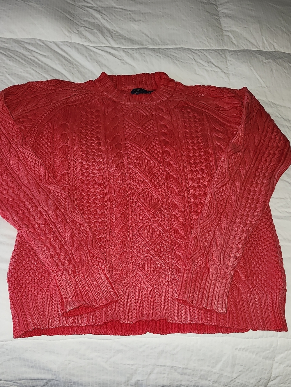 Polo by Ralph Lauren Coral Cable-Knit Crewneck Sweater